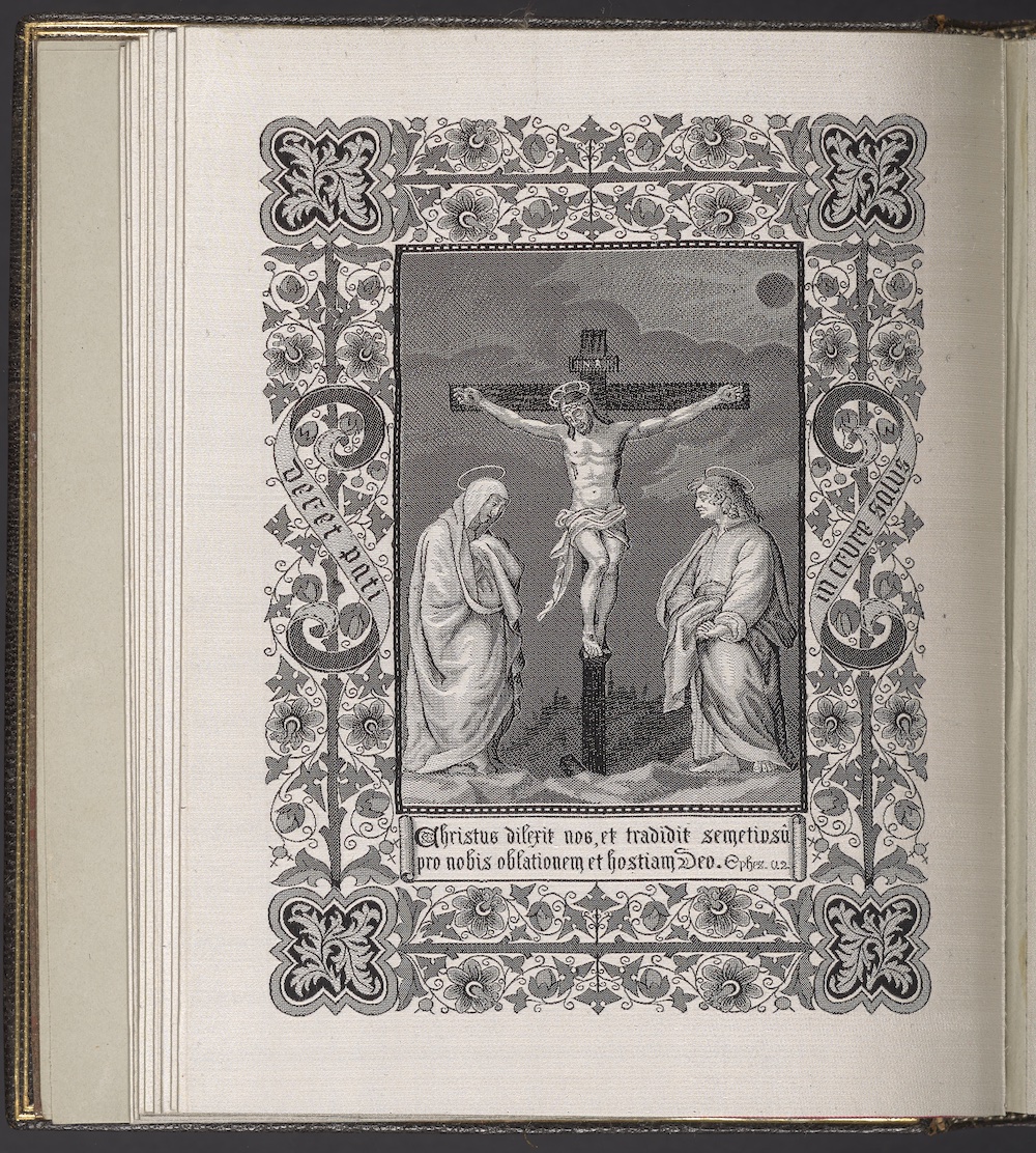 Photograph of the title page of a book woven in 1886
